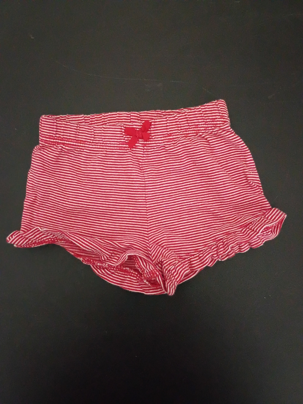 Child of Mine by Carter's Baby Girls Red Striped Ruffle Shorts Size 12M
